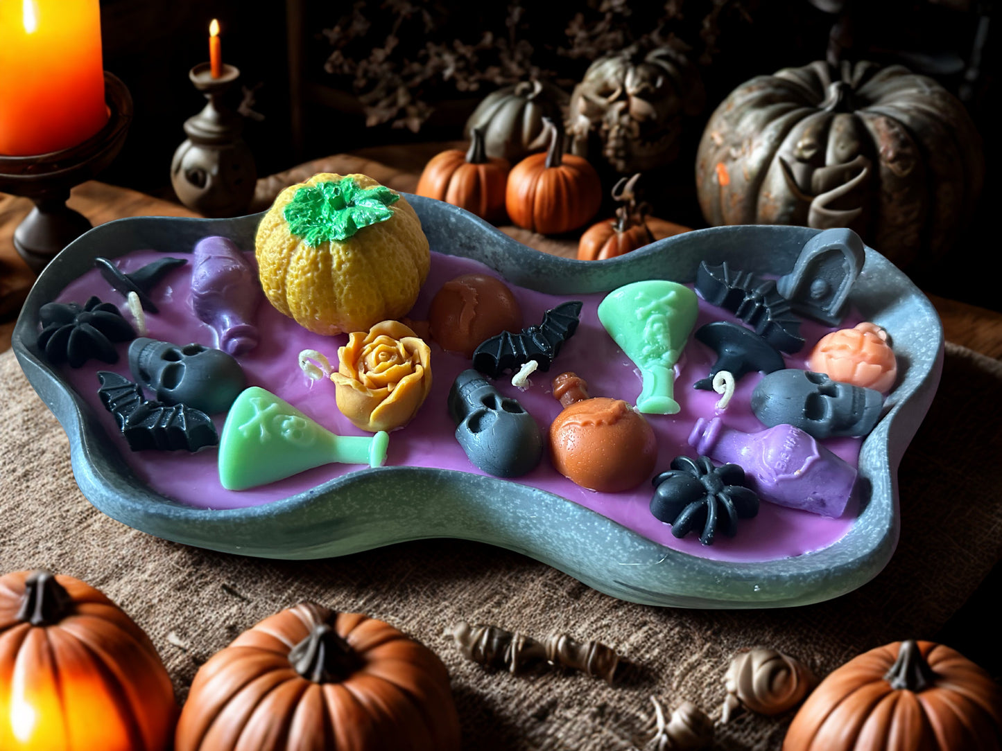 Halloween Themed 4-Wick Candle Tray