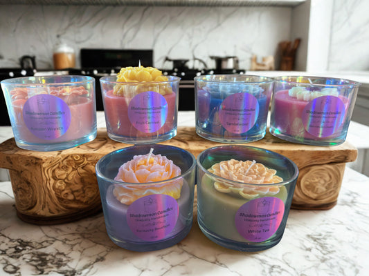 12 oz Flower Topped Round Candle