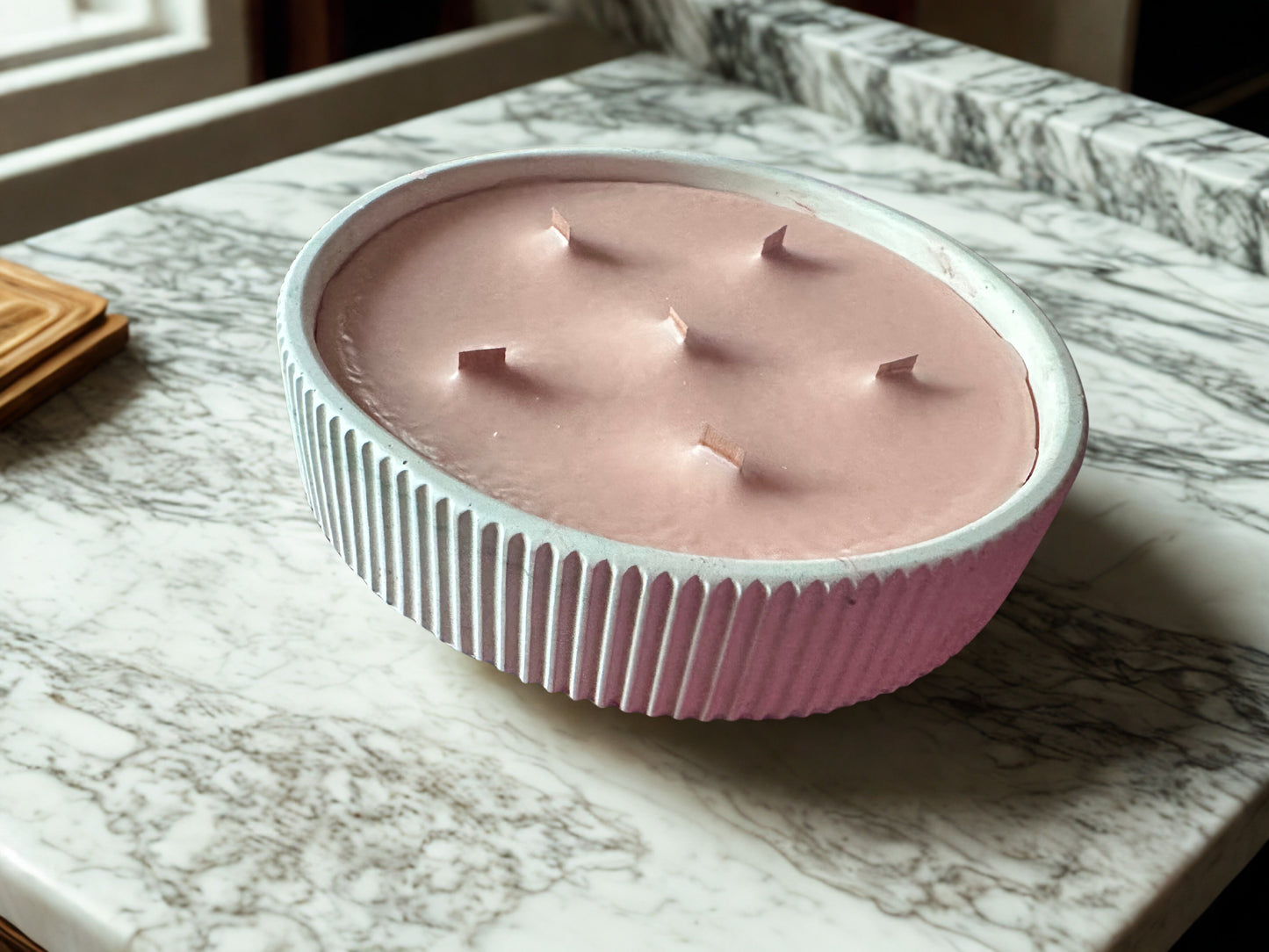 6-Wick Large Round Striped Candle Bowl