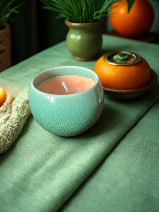 Jade Cup of Orange Candle