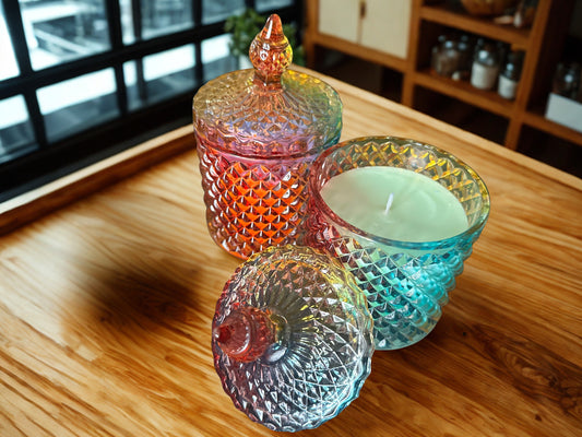 Colorful Crystal Apothecary Jar Candle (with Lid)
