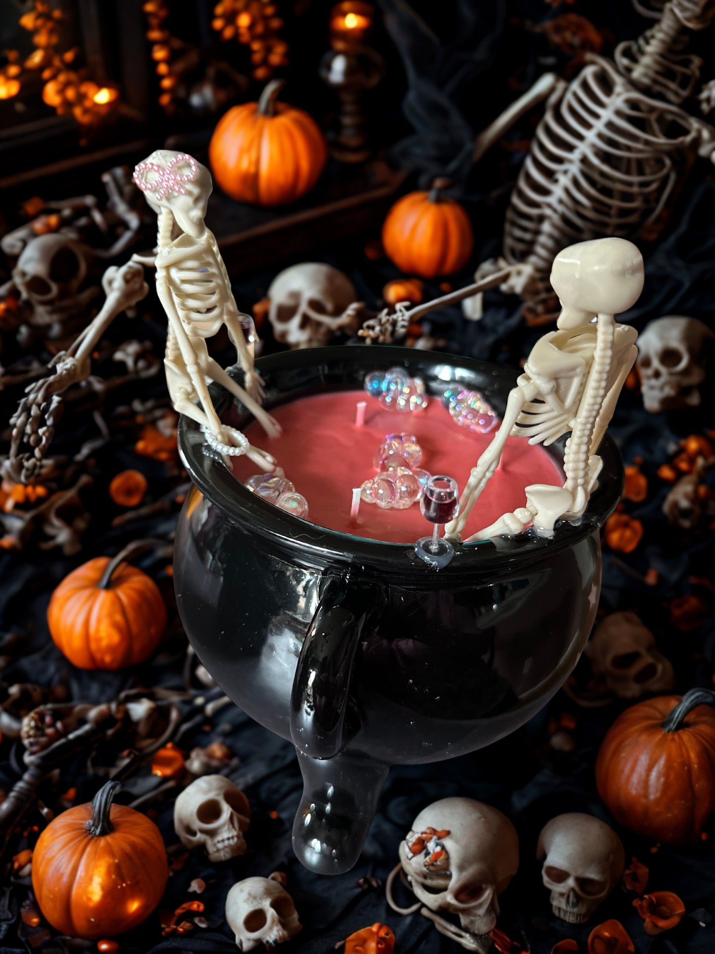 Skeleton Soak Cauldron 3-Wick Candle