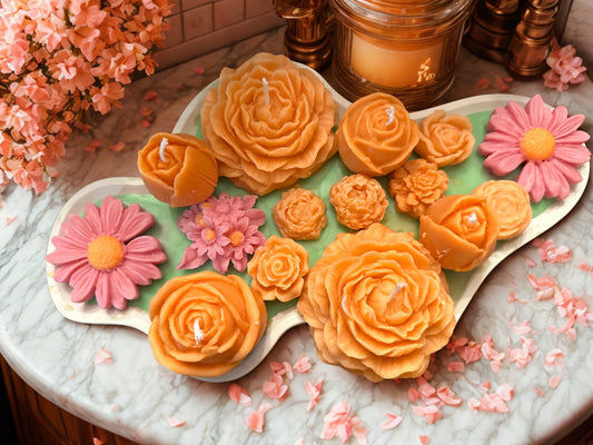 Orange & Pink Flower Candle Arrangement