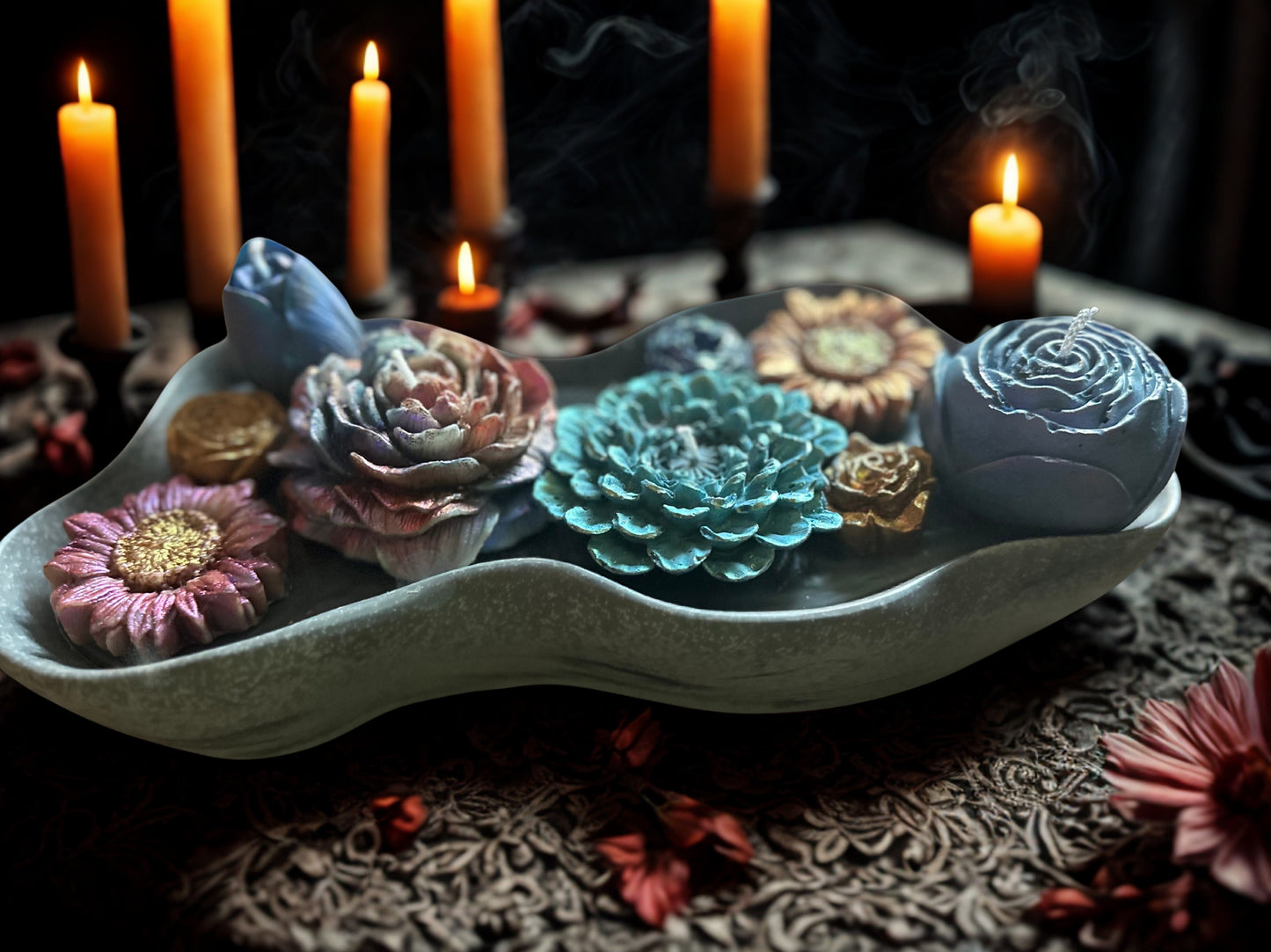 Metallic Floral Arrangement 3-Wick Candle