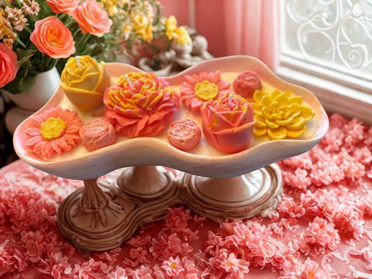 Coral and Yellow Floral Head Candle Tray